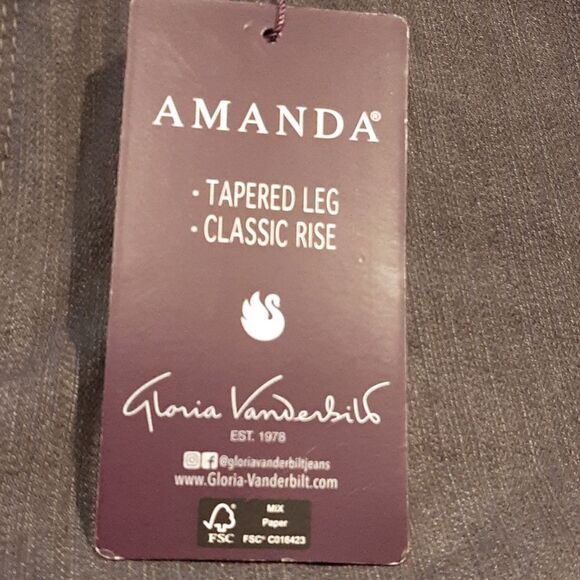Gloria Vanderbilt "Amanda" sz 10 long jeans NWT tapered legs, classic rise - Picture 5 of 15